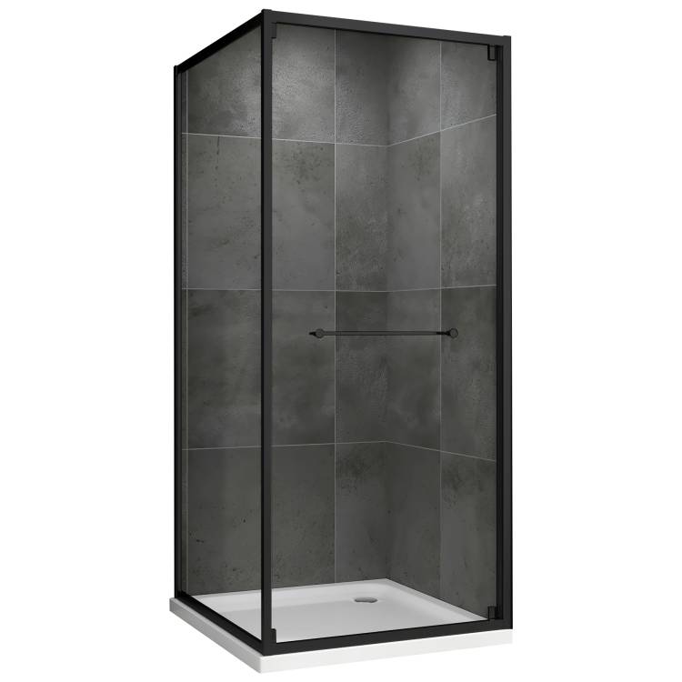 Душевой уголок Abber Schwarzer Diamant AG0A090B профиль черный, стекло прозрачное, 90x90x195
