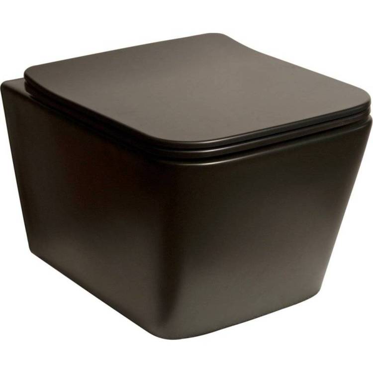 Унитаз подвесной SantiLine SL-5004MB безободковый, с крышкой-сиденьем микролифт