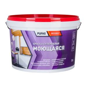 Краска моющаяся Pufas Decoself КМ морозостойкая белая 10 л