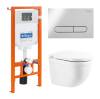 Комплект Унитаз подвесной BelBagno Senso-R BB017CHR с сиденьем BB865SC + Система инсталляции для унитазов BelBagno BB002-80 с кнопкой смыва BB005-PR-CH