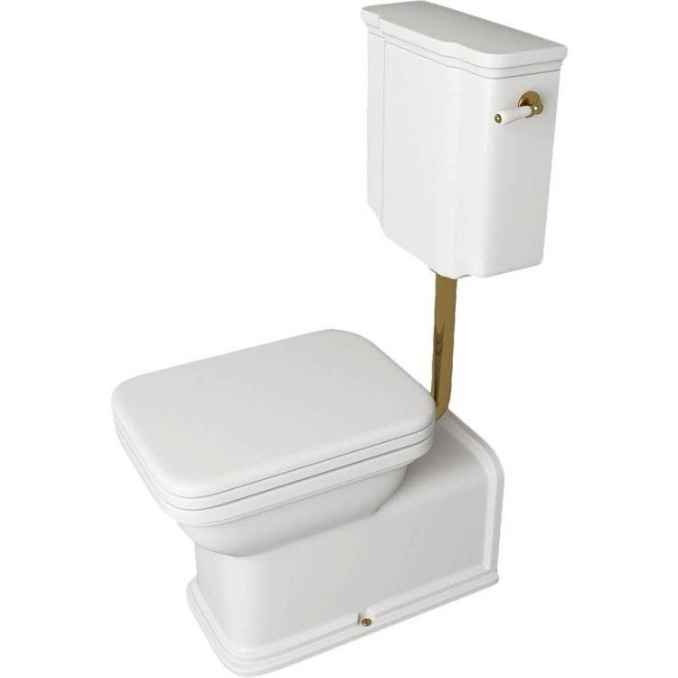 Унитаз Kerasan Waldorf со средним бачком, ручка смыва справа, золото