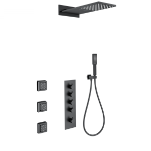 Душевой комплект Wonzon & Woghand WW-D4100-MB с термостатом, черный