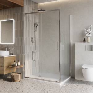 Душевой уголок Belbagno LUCE-AH-1-110/90-C-Cr профиль хром, стекло прозрачное, 110x90x195