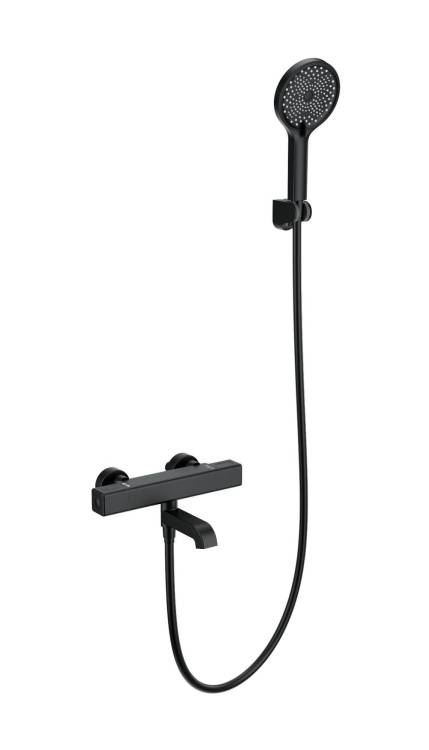 Смеситель для ванны Wonzon & Woghand WW-B2016-A1-MB с душем и термостатом, черный матовый