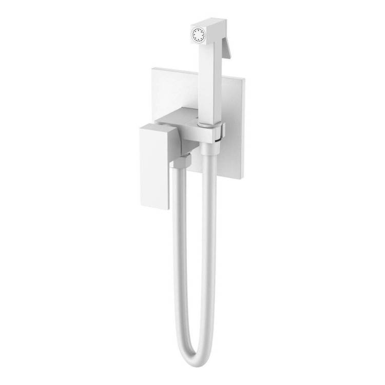 Гигиенический душ Boheme Qubic 477-MW белый матовый, со смесителем