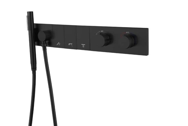 Смеситель для ванны и душа Boheme Zodiac Termo 133-SYS-B с ручным душем, Black