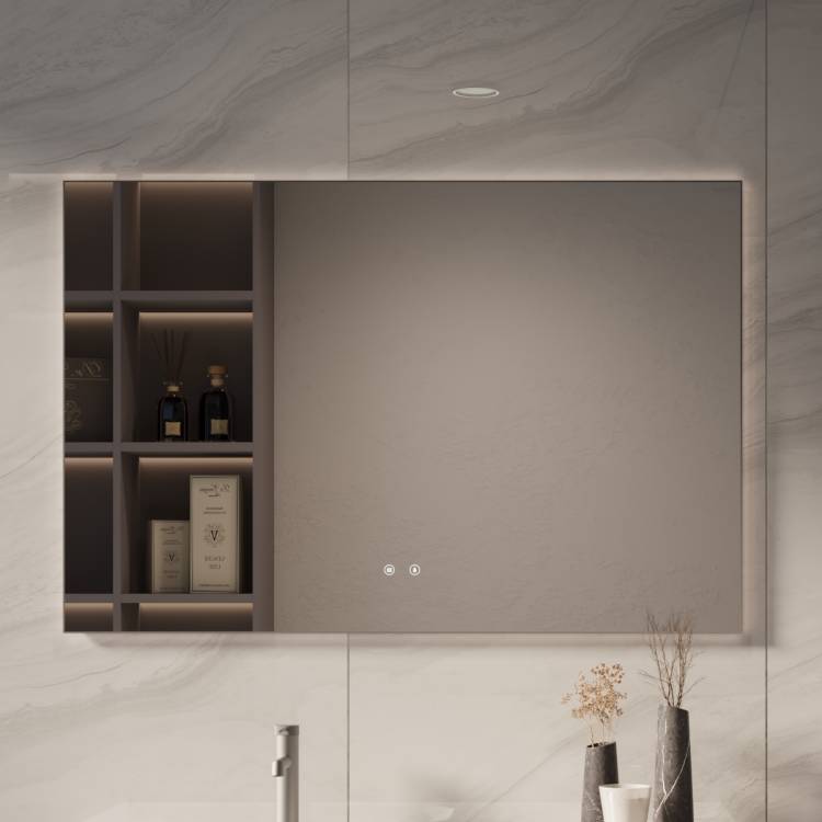 Зеркало Vincea VLM-4F120GM-2 с подсветкой и антизапотеванием, вороненая сталь, 80x120