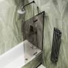 Шторка на ванну MaybahGlass MGV-918-6 99x140, поворотная, стекло графит 6 мм, профиль черный