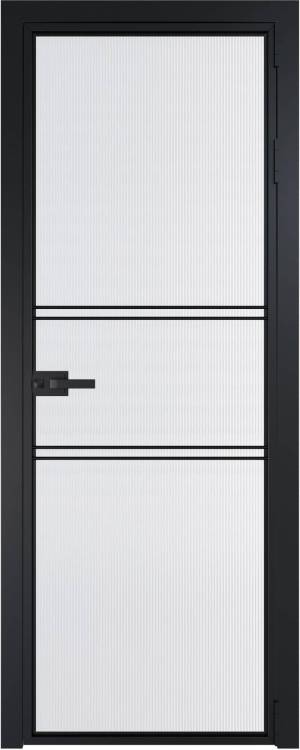 Межкомнатная дверь Profil Doors 2 AX цвет профиля Черный, стекло безопасное 6 мм мору белый 800x2000