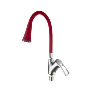 Смеситель для кухни Fashun A4466+A7358 с гибким изливом, хром, красный
