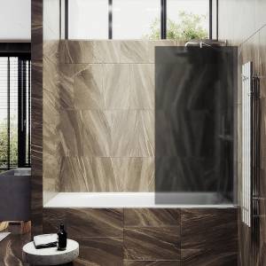 Шторка на ванну MaybahGlass MGV-88-5ш стекло графит матовый, профиль хром матовый, 1400x800