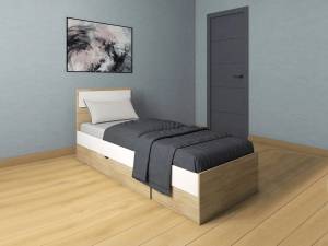 Кровать Атлант Next 71 дуб сонома, белая аляска, с ящиком 80x200