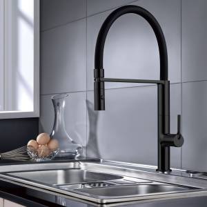 Смеситель для кухни Vincea VKF-114MB с гибким изливом, черный