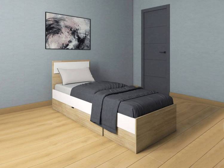 Кровать Атлант Next 71 дуб сонома, белая аляска, с ящиком 80x200