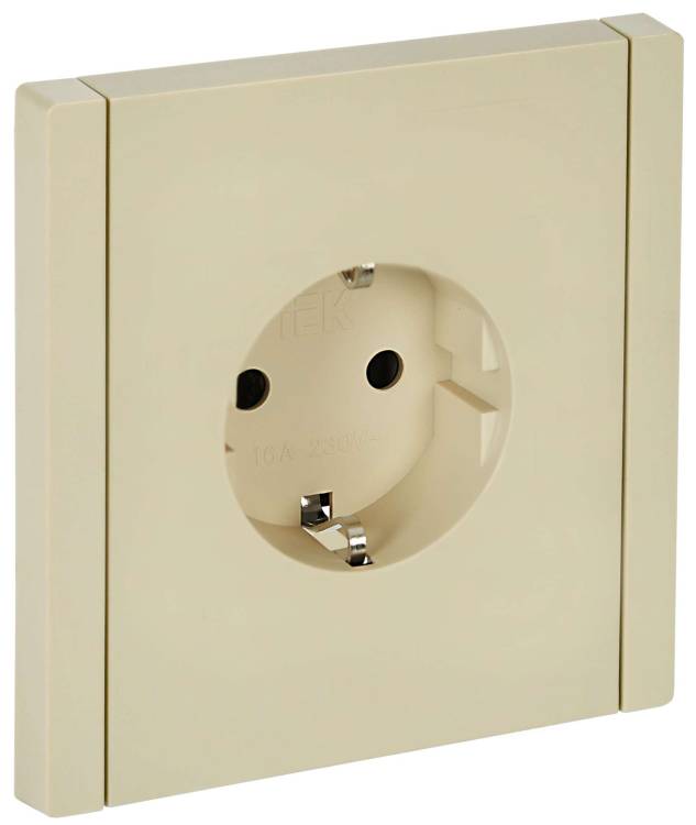 Розетка 1-местная с заземлением и шторками IEK Forte&Piano FP-R14-16-1-K10 ваниль