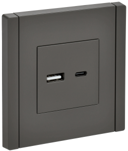 Розетка USB type A+C IEK Forte&Piano FP-U22-018-K03 серый