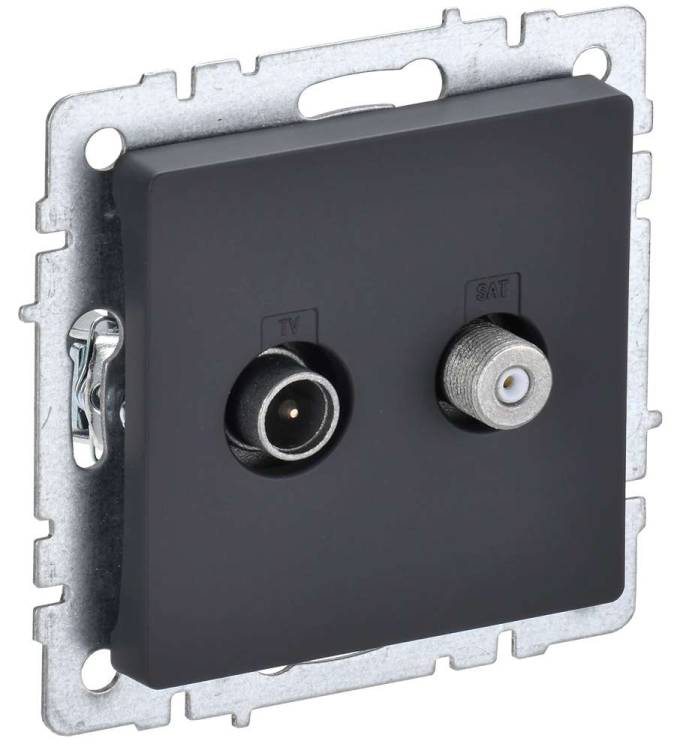 ТВ-розетка TV+SAT IEK Brite BR-AF20-O-K53 графит