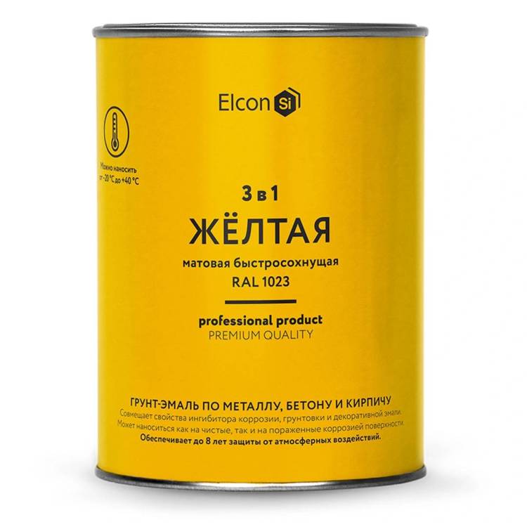 Грунт-эмаль по ржавчине 3 в 1 Elcon матовая желтая 0.8 кг
