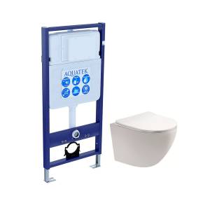 Унитаз с инсталляцией Aquatek Европа cm с крышкой-сиденьем микролифт