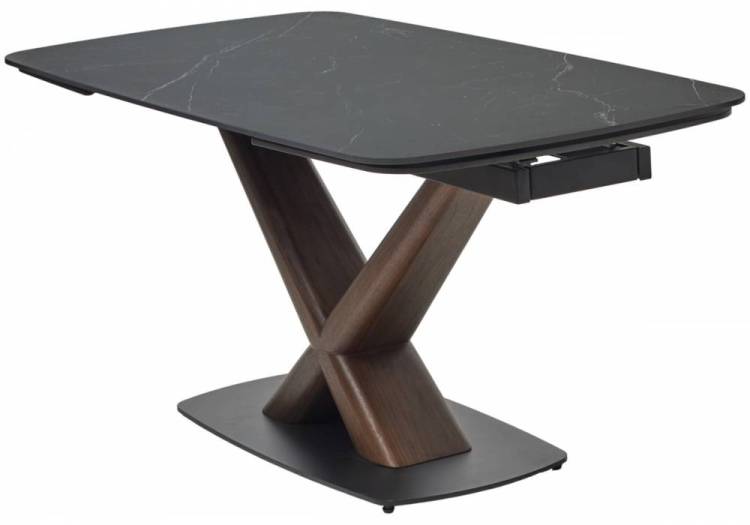 Стол Woodville Blanco 593889 matt black marble solid ceramic/орех 160(240)x90x76