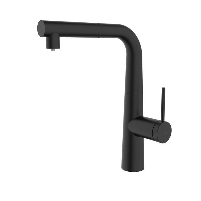 Смеситель для кухни Iddis Pure PURBLPFi05 с фильтром и выдвижным изливом, черный матовый