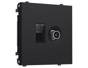 Комплект механизма компьютерной розетки+TV оконечной Ambrella Volt Sigma MS992510 черный мягкое касание