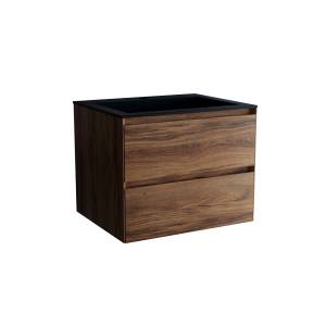 Тумба с раковиной Vincea Luka 600 2 выкатных ящика, C.Oak, раковина черная