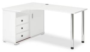 Стол письменный Merdes Домино СР-165СМ БЕ-ЛЕВ Белый Жемчуг/Хром