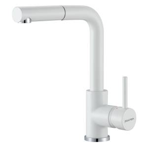 Смеситель для кухни Paulmark Kassel Ka214311-WH с выдвижным изливом, белый матовый
