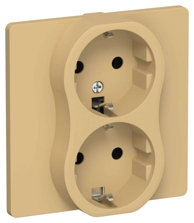 Розетка 2-местная с заземлением IEK Flite FI-R21C-16-K89 шамуа