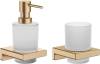 Набор Hansgrohe AddStoris Стакан 41749140 + Дозатор 41745140, шлифованная бронза