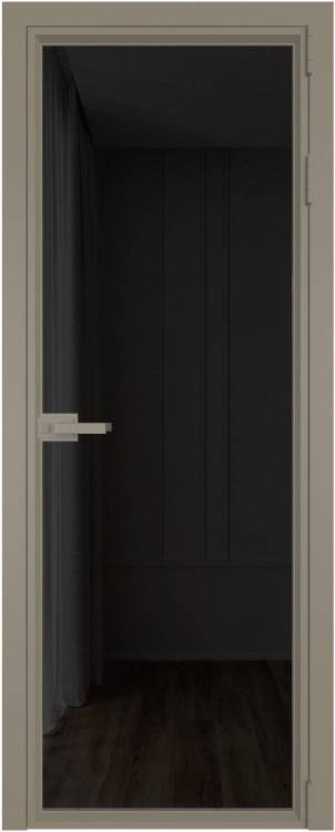 Межкомнатная дверь Profil Doors 1 AV цвет профиля Никель матовый, стекло безопасное 6 мм черное тонированное 600x2000