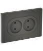 Розетка 2-местная с защитными шторками IEK Forte&Piano FP-R23-10-1-K03 серый