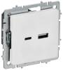 Розетка USB type A+C IEK Brite BR-U22-018-K91 арктический белый