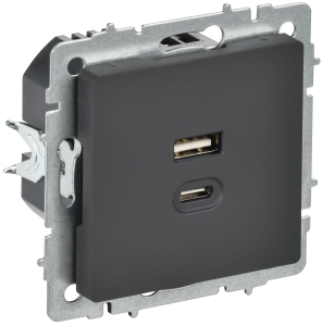Розетка USB type A+C IEK Brite BR-U22-045-K53 графит
