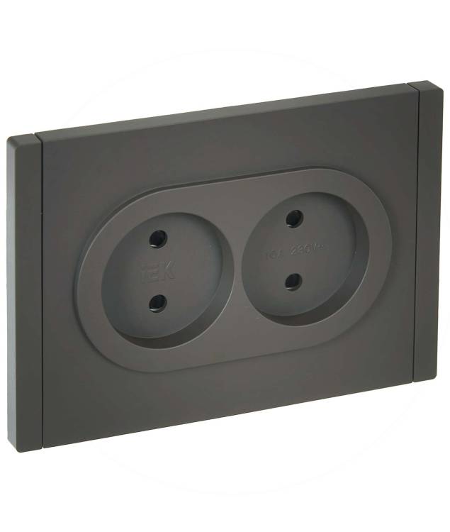 Розетка 2-местная с защитными шторками IEK Forte&Piano FP-R23-10-1-K03 серый
