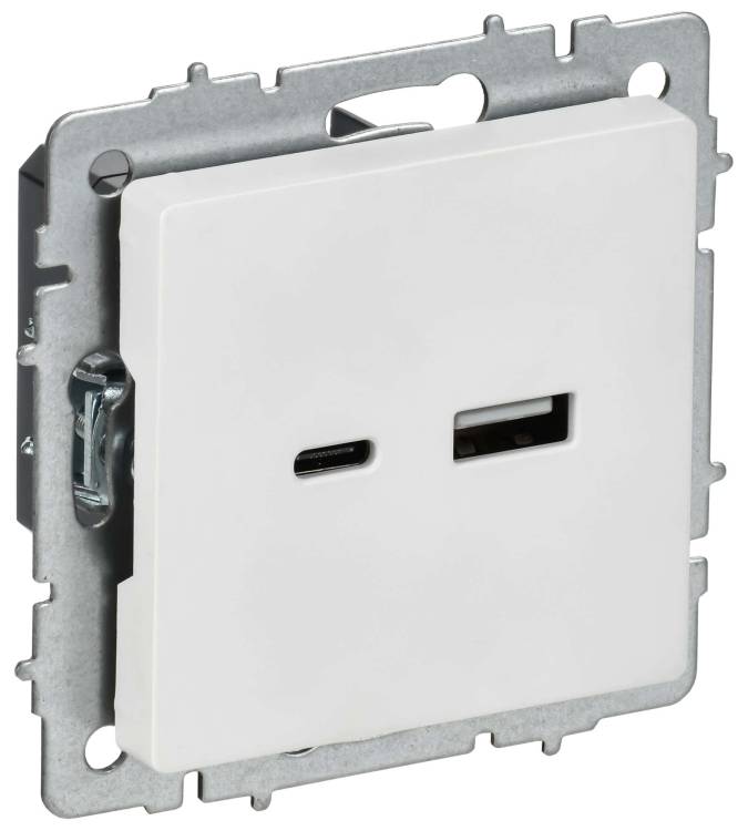 Розетка USB type A+C IEK Brite BR-U22-018-K91 арктический белый