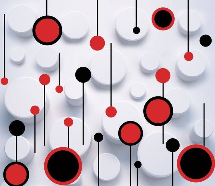 3D Фотообои Artegrafico «Композиция с красными кругами» GM-098 канвас