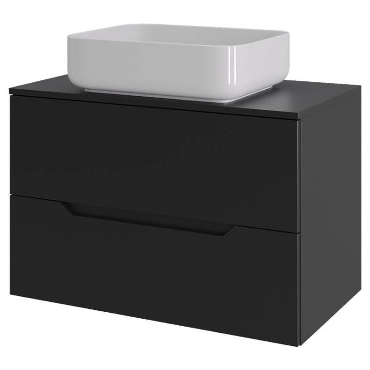 Тумба с раковиной Orange Line Li-70TubMDF+B05-500W черный матовый, 70 см