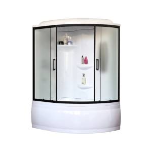 Душевая кабина Royal Bath RB 150ALP-C-BL левая, профиль черный, стекло матовое, 150x100x225