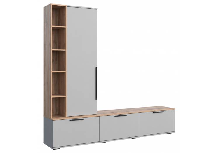 ТВ-тумба Woodville Филеста 664896 шиншилла серая / дуб вотан