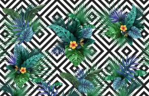 3D Фотообои Artegrafico «Букеты на геометрии» TR-007 песок