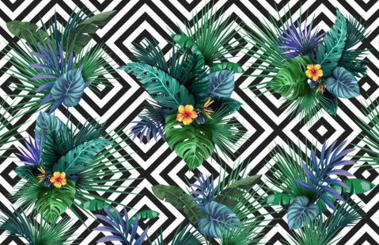 3D Фотообои Artegrafico «Букеты на геометрии» TR-007 песок