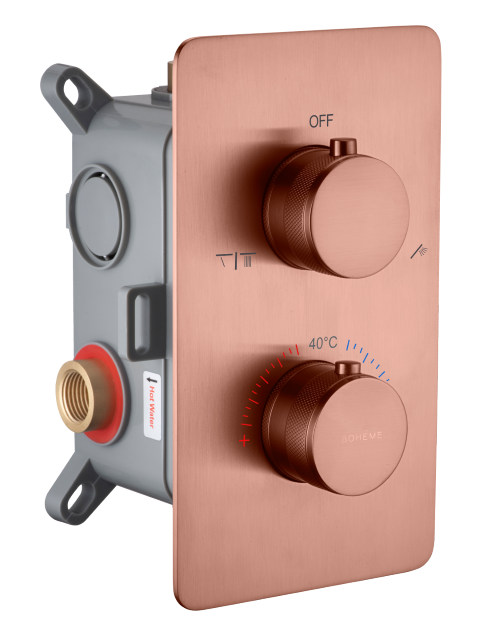Смеситель для душа Boheme Cell 134-2-CB с термостатом, 2-х проходной, Copper Brushed
