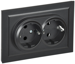 Розетка 2-местная с заземлением IEK Brite BR-R21-16-K02-F черный