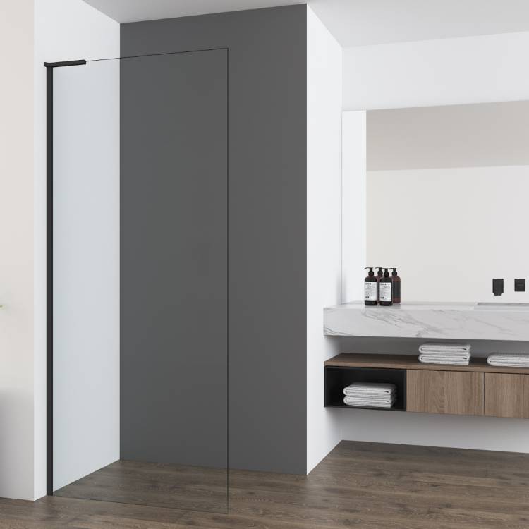 Душевая перегородка Vincea Walk in VSW-7HA700CLB профиль черный, стекло прозрачное, 70x200