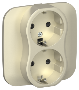Розетка 2-местная с заземлением и шторками IEK Flite FI-R24A-16-K37 шампань