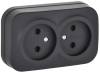 Розетка 2-местная IEK Glory ERH20-K02M-10 черный матовый
