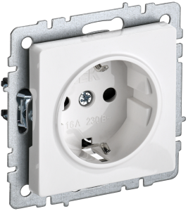 Розетка 1-местная с заземлением и шторками IEK Brite BR-R14-16-K01 белый