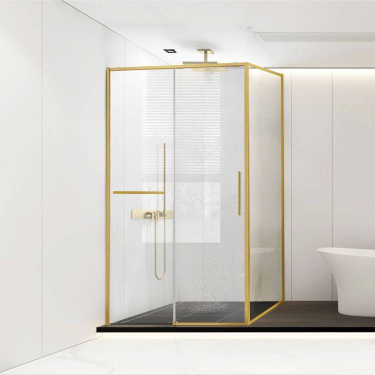 Душевой уголок Vincea Slim Soft VSR-1SS9011CLG 1100x900, профиль брашированное золото, стекло прозрачное